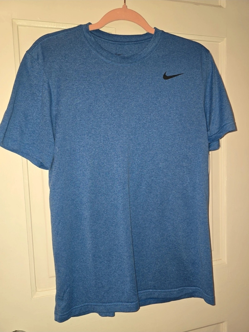 Nike Blue Heather Short Sleeve Dri-FIT Tee with Black Swoosh